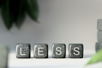 Word less written text on stone cubes. Minimalism sign concept.