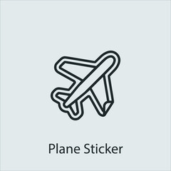 plane sticker icon vector icon.Editable stroke.linear style sign for use web design and mobile apps,logo.Symbol illustration.Pixel vector graphics - Vector