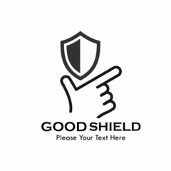 Good shield logo template illustration. there are shield with hand