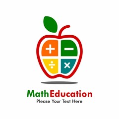 Math education logo template illustration. there are aplle with multiply