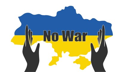 NO WAR in Ukraine. Concept of Ukrainian and Russian military crisis, conflict between Ukraine and Russia.
