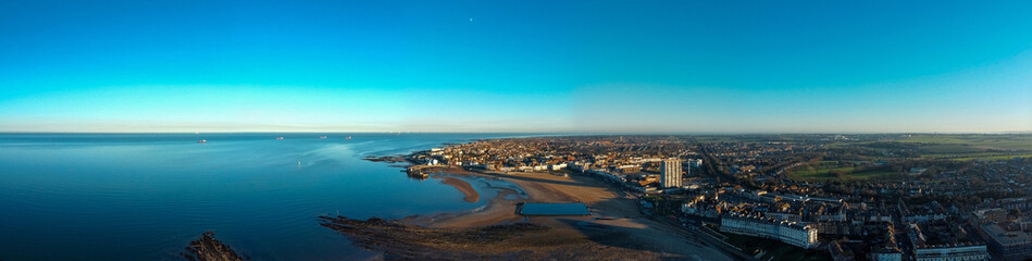 Top view of Margate harbour and beach kent