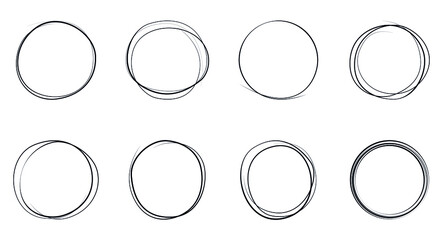 Circular doodle hand drawn line sketch. Set of hand-drawn circular lines. EPS 10 vector illustration