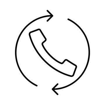 WebPhone simple line flat icon, telephone support symbol. Call us concept. illustration