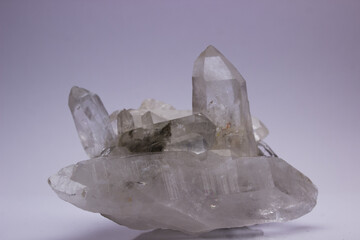 Natural quartz crystal isolated on white background