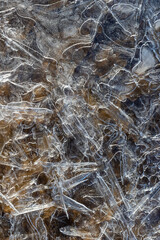 Ice crystal surface background. Water bubbles visible.