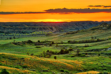 Beautiful view of the Sunset in North Dakota