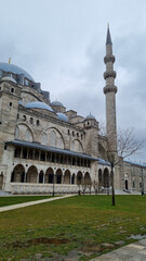 Fototapeta na wymiar View of The Suleymaniye Mosque Suleymaniye Camii . Silhouettes of Suleymaniye Mosque in Istanbul. Ottoman architecture