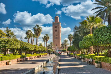 Mesmerizing view of the ancient city Marrakesh, an imperial city in Morocco with historical sights