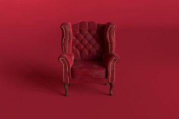 Red Wing back chair on red background