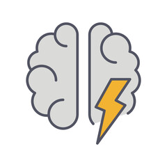 Brainstorm Line Icon. Lightning in brain innovation logo. Illustration