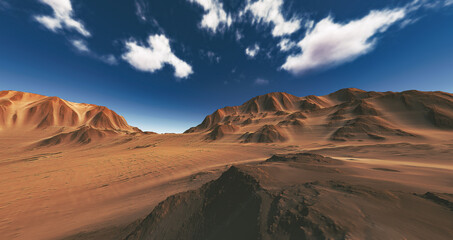 Desert landscape with blue sky on the background