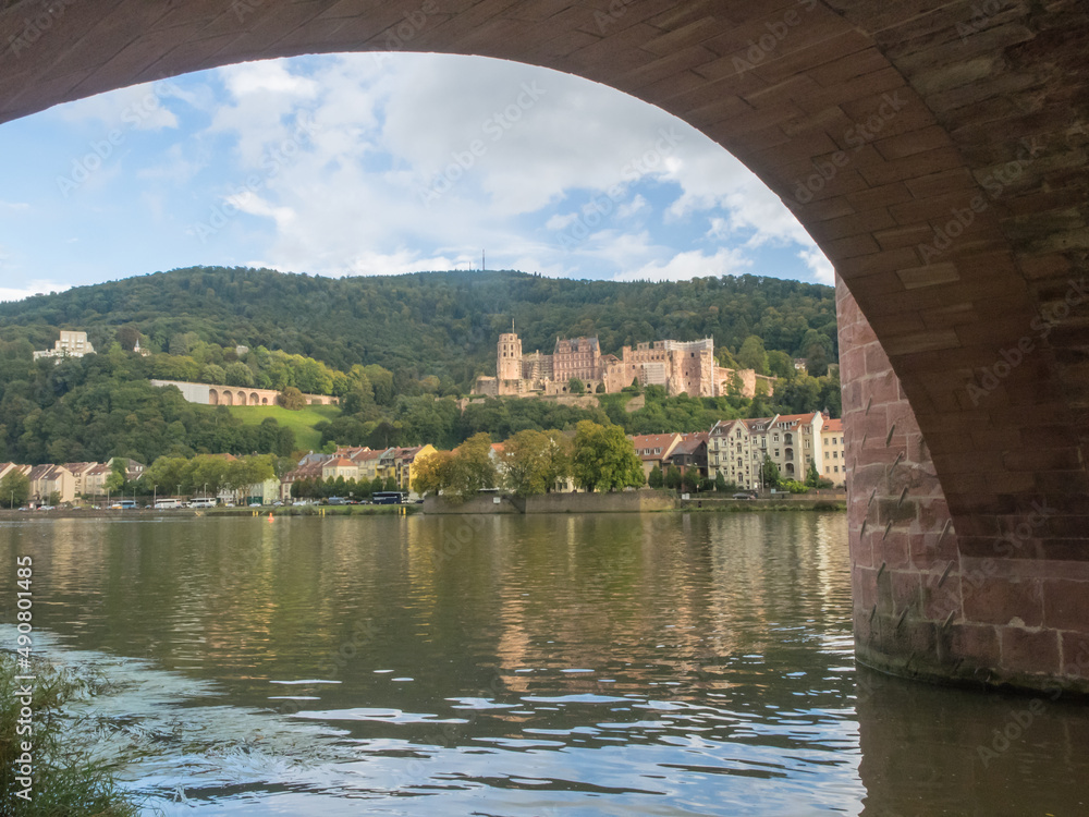 Sticker Town of Heidelberg in Germany viewed from under a bridge