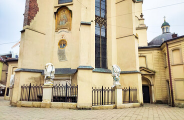 LVIV, UKRAINE, March 4, 2022: Lviv hides the most valuable cultural monuments to rpotect it from...