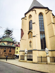 LVIV, UKRAINE, March 4, 2022: Lviv hides the most valuable cultural monuments to rpotect it from...