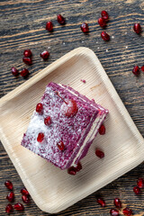 a maroon-colored cake with the taste of different berries