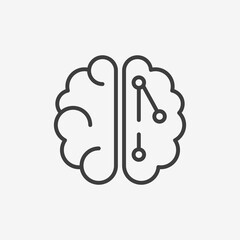 Brain and artificial intelligence Line Icon. Brain innovation logo. Illustration.