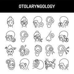 Otolaryngology line icons set. Isolated vector element.