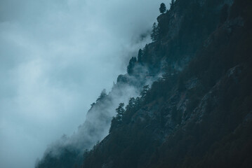 Mountain covered with fog in Switzerland Europe