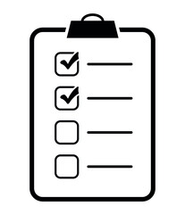 Checklist icon. Checklist icon flat style, note clipboard, checklist sign. Vector illustration isolated on white background.