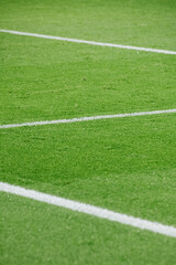 Beautiful shot of a part of Football pitch with white lines