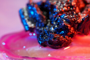 Detail shot of a lava stone with air pockets lying in the water
