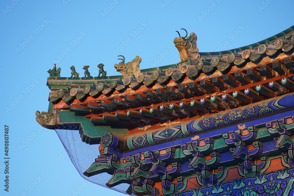 Wall mural Beautiful view of the Temple of Heaven roof in Beijing, China