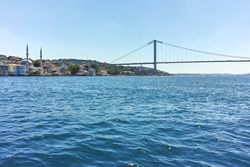 Panorama from Bosporus to city of Istanbul, Turkey