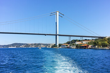 Panorama from Bosporus to city of Istanbul, Turkey