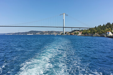 Obraz premium Panorama from Bosporus to city of Istanbul, Turkey