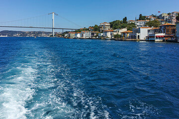 Panorama from Bosporus to city of Istanbul, Turkey