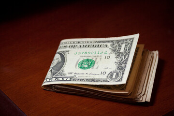 Dollar bills on the table. dollar concept. money concept.