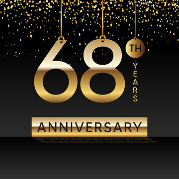 68 years anniversary, vector design for anniversary celebration with gold color on black background, simple and luxury design. logo vector template