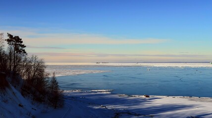 sunset over the river