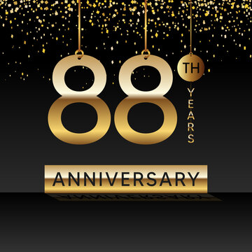 88 years anniversary, vector design for anniversary celebration with gold color on black background, simple and luxury design. logo vector template