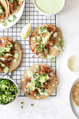 mushroom chipotle tacos with avocado crema