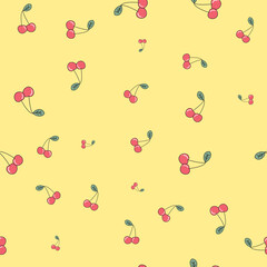 Cherry cute seamless pattern background for kids textile. Illustration