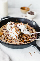 chocolate chip cookie skillet with ice cream