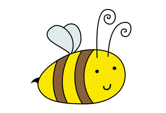 Cartoon beautiful smiling drawn flying bee with sting. Illustrator.