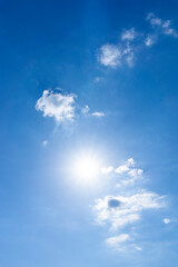 Background material of sun flare and refreshing blue sky and clouds_wide_06