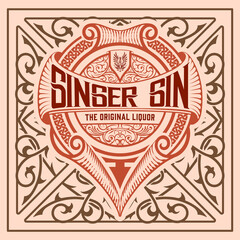 Whiskey label with old frames