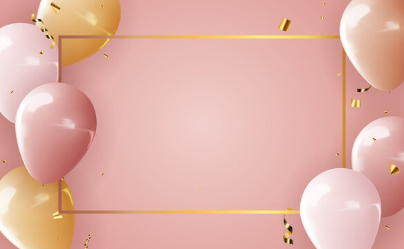 Realistic 3d balloon background for party, holiday, birthday, promotion card, poster. Illustration