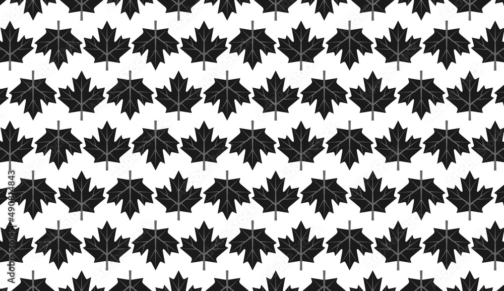 Poster seamless pattern. gray black maple leaf pattern. simple pattern design