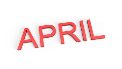 3d rendering illustration of April word lettering