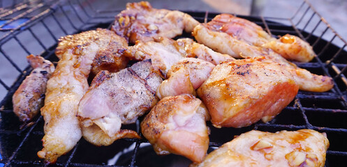 Grilled Beef on Fire Barbecue Grilling Healthy High Protein Foods