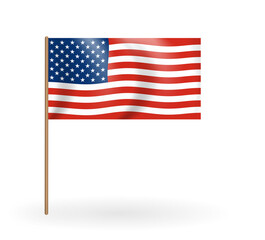 National flag of America. USA banner waving on a flagpole. Illustration.