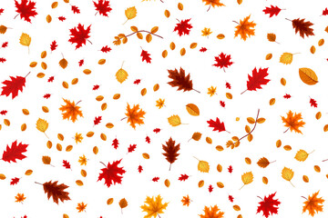 Autumn seamless pattern background with falling leaves. Illustration