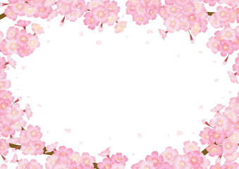 満開の桜の花のベクターフレーム素材
