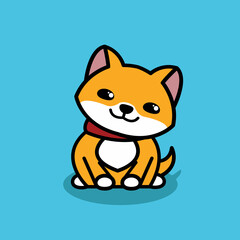 My adorable orange dog is incredibly obedient, sitting cutely.
