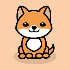 My adorable orange dog is incredibly obedient, sitting cutely.